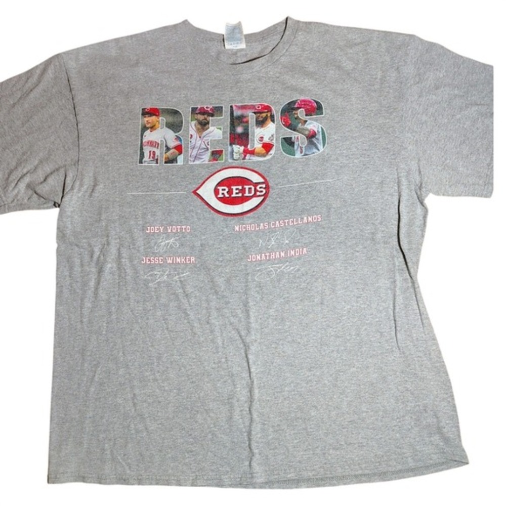 India Baseball MLB Gray Cincinnati Reds T Shirt‎ XL Votto Castellanos Winker